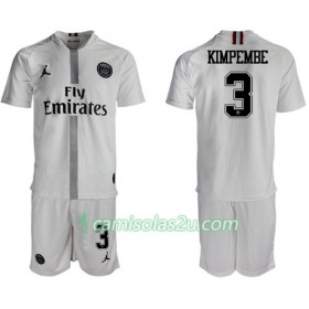 Camisolas de Futebol Paris Saint-Germain Kimpembe 3 Jodan Branco Criança Equipamento 3ª 2018/19 Manga Curta